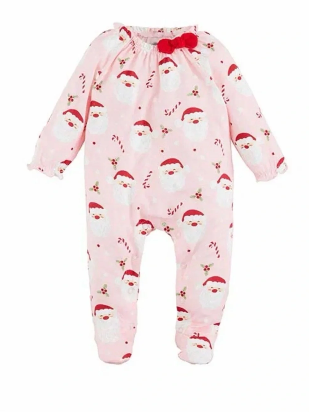 MUD PIE Baby Girl Santa Glow Bamboo Sleeper - 6-9M